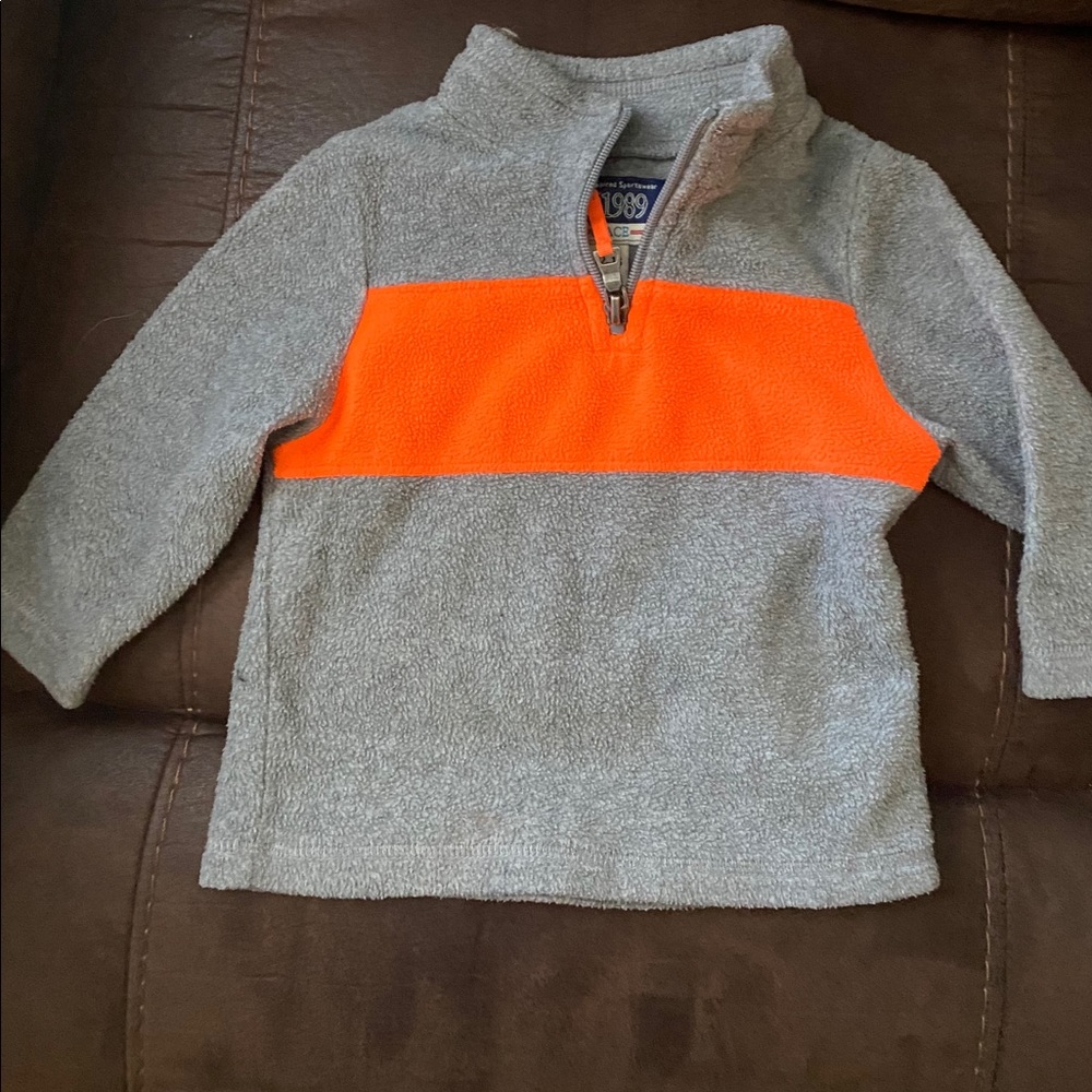 🦃 The Children’s Place Gray/Orange quarter-zip fleece pullover